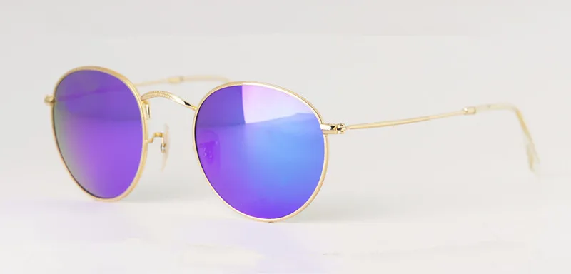 Дизайнерские женщины круглые солнцезащитные очки в стиле ретро мужчины женские солнцезащитные очки винтажные флэш -зеркальные стеклянные стеклянные очки.