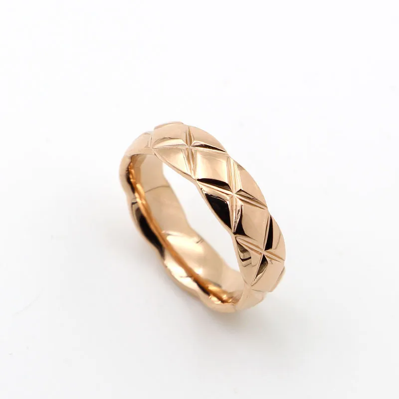 5 7mm 316L aço inoxidável moda cruz anéis corte malha jóias para mulher homem amante anéis 18k ouro-cor e rosa jóias bijoux n2858
