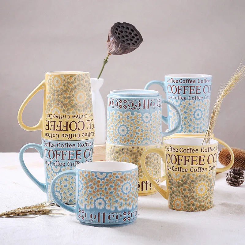 JANKNG 450 ml belles tasses à café en céramique tasse lourde tasse à café peinte à la main tasse de voyage tasse cadeau d'anniversaire tasse à thé élégance lait Mug217S