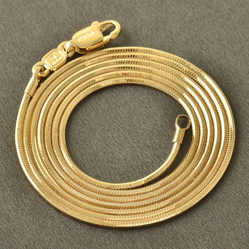 Collier long en corde pour hommes, plaqué or 14 carats, chaîne de 1 mm, 24 pouces, 286s