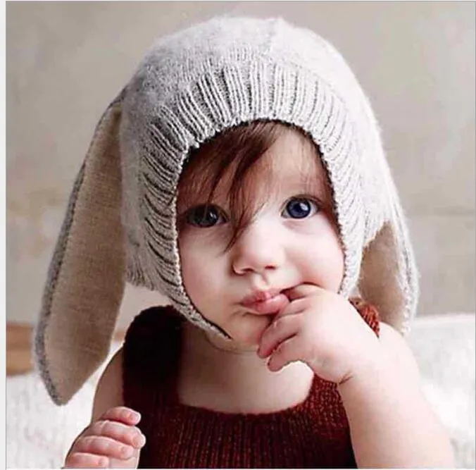 Зимний теплый ребенок кролик уши вязаная шляпа младенческая зайчика зайчика для детей 0-2т девочка мальчик шансы шапки фотографии реквизиты