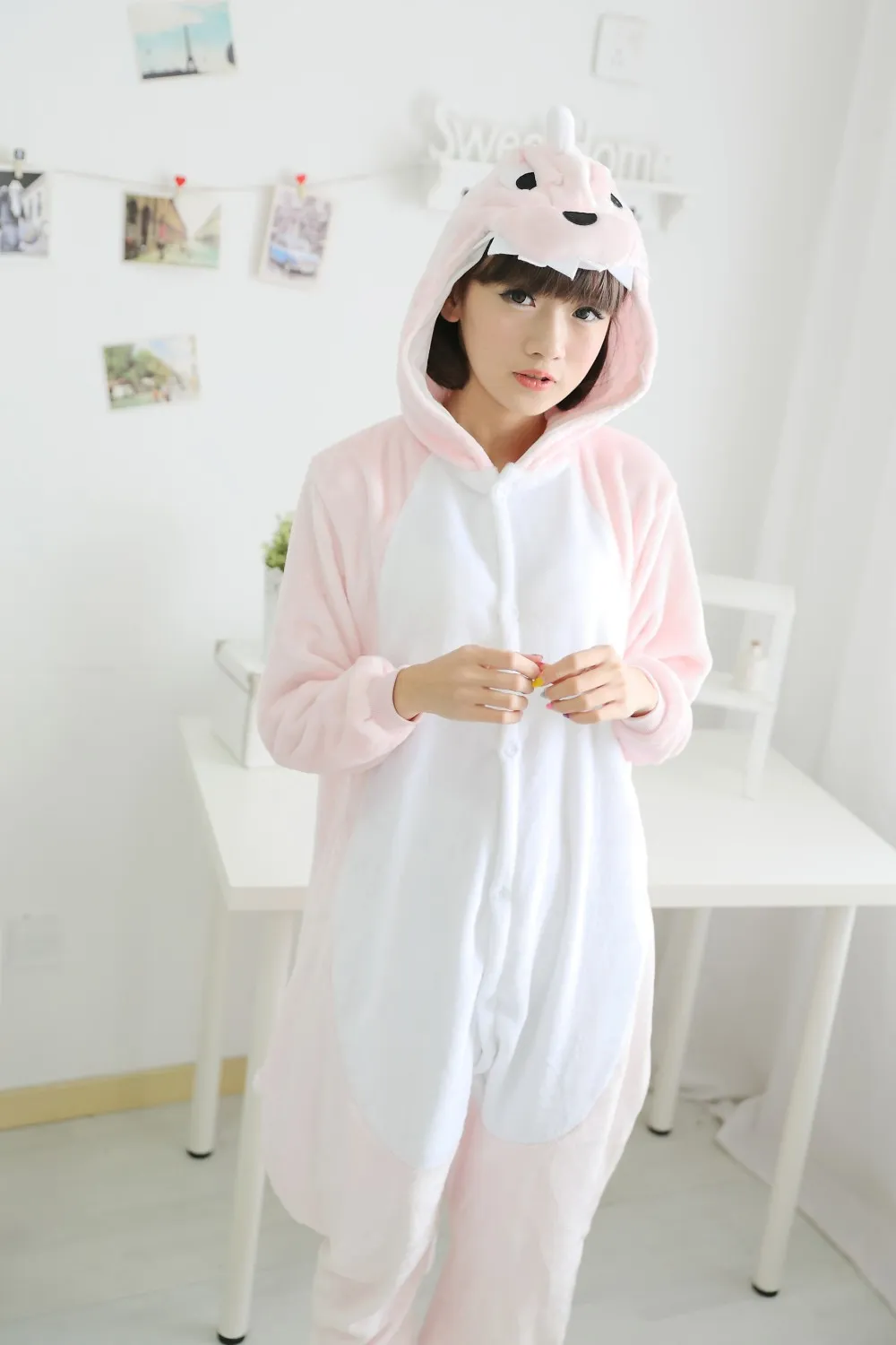 Winter Unisex Adult Pink dinosaur onesie Pajamas Cosplay animal pajamas onesies pink dragon womens pajamas animal pyjama kawaii Jumpsuit