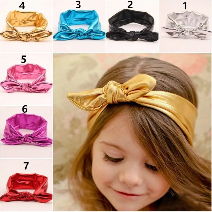 7 cor bebê meninas crianças dourando puro cor coelho orelhas festa de primavera festa de festa para escolher headbands crianças acessórios de cabelo