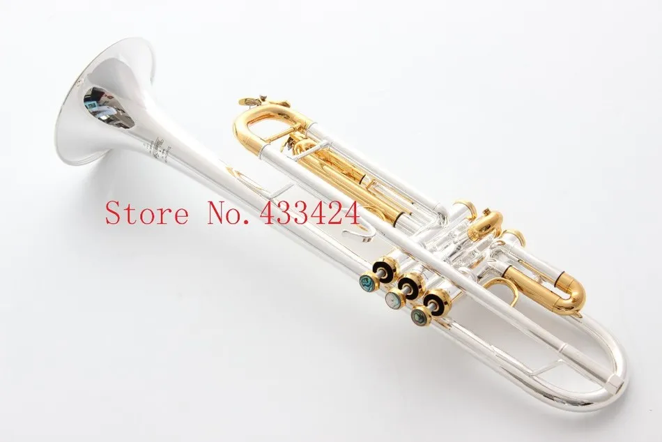 Taiwan Original Silver-plated body gold key LT180S-72 B flat professional trumpet bell Top musical instruments Brass horn