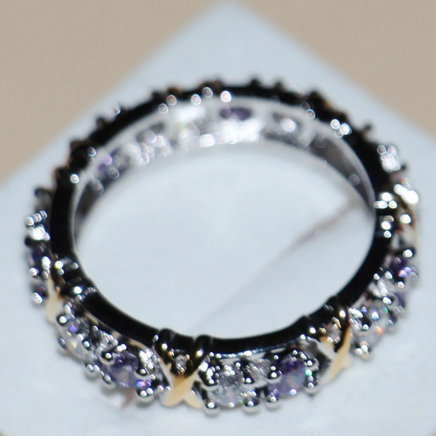 Tamanho 5-11 2016 novas joias 2 cores 925 prata esterlina ametistatopaz cz diamante casamento noivado anéis de banda para mulheres amor 253a