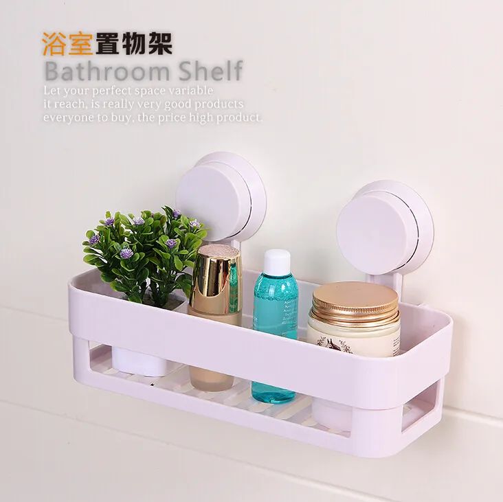 bathroom accessories multifunctional plastic bathroom storage shelf double suction up wall shelf organizadores estante shelves 