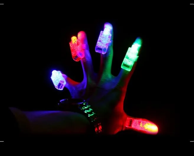 Decoración navideña LED Lámpara de dedo guantes Dedos Anillo Luz Resplandor Láser Dedo Vigas Luces intermitentes Festival Fiesta Flash Kid ra248S