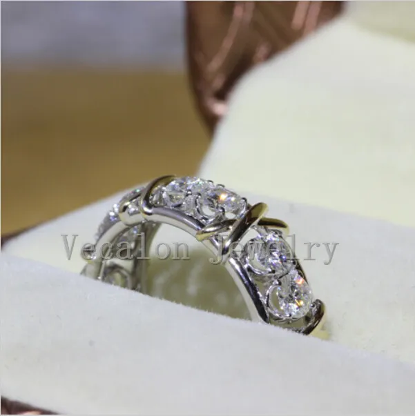 Vecalon Moissanite 3 Colours Gem Symulowany diamentowy CZ zaręczynowy Pierścień Wedding Pierścień dla kobiet 10KT Biała żółte złoto Kobieta R276U