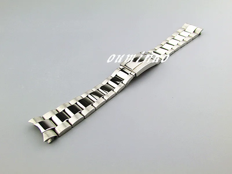 20mm nouveau pur solide 316L extrémité incurvée en acier inoxydable argent poli brossé fini Bracelets de montre Bracelets pour SOLEX watch2769