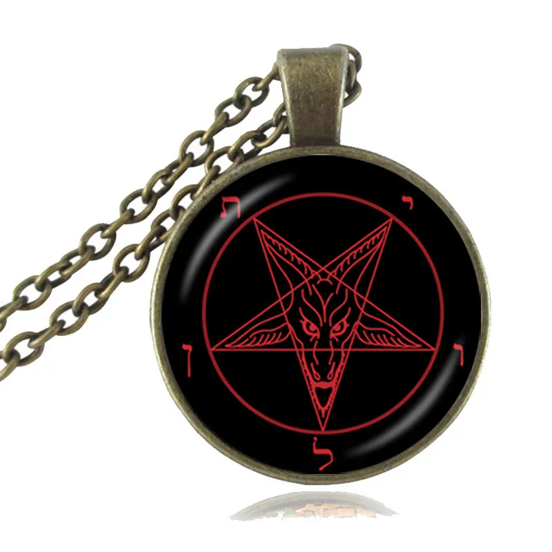 Baphomet satanique pendentif pentagramme inversé collier gothique pendentif tête de chèvre collier satanisme mal occulte Pentacle bijoux Pagan290I