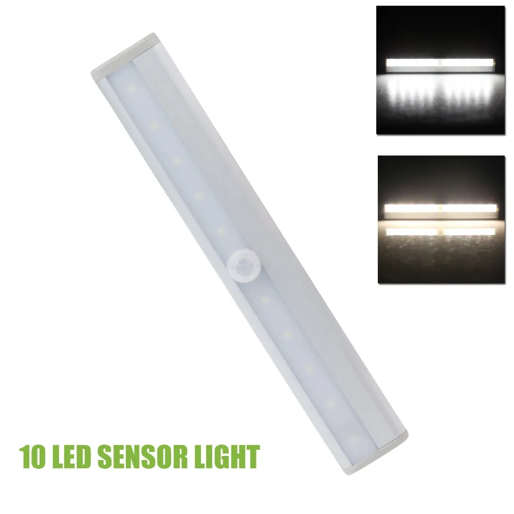 Trådlös rörelsessensor Light Stick-On Portable Battery Powered 10 LED CLOSET CACINET LED Night Light Stair Step Light Wall Light299D