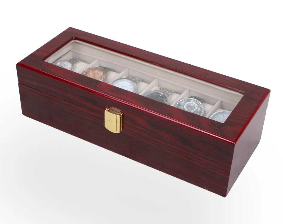 6 Grades De Alta Qualidade De Madeira Venda Display caixa de relógio Caixa De Jóias China Embalagem Fornecimento de Fábrica Pode Personalizar