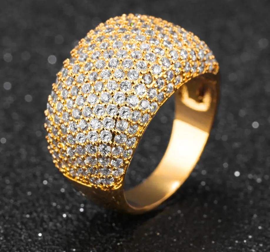 Joyas de moda Choucong Tiny Tiny White Sapphire 10kt de oro amarillo Cz Diamond Gemstones Women Wedding Band para amantes2416