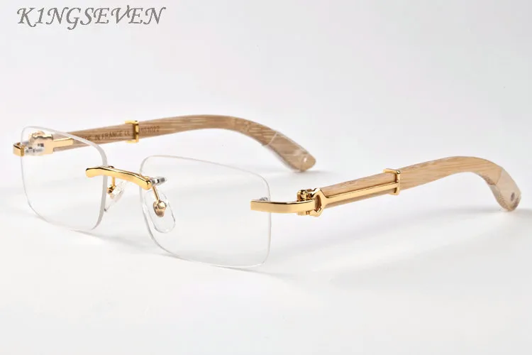 lunettes de soleil de mode en bois de bambou pour hommes lunettes polarisées en corne de buffle sans monture gris noir lentille claire avec étui d'origine254B