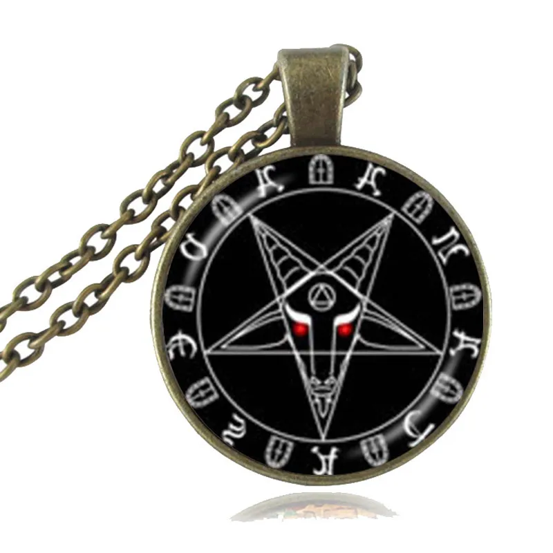 Satanisk baphomet inverterad pentagram hänge gotiskt halsband gethuvud hänge satanism halsband ondska ockult pentakel smycken pagan326q