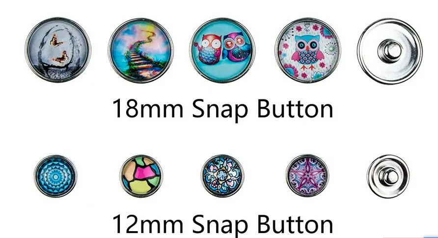 Joyas de cristal de 12/18 / 20 mm para encanto Popper Pulsera Collar Botón Snap Fabricación de bricolaje