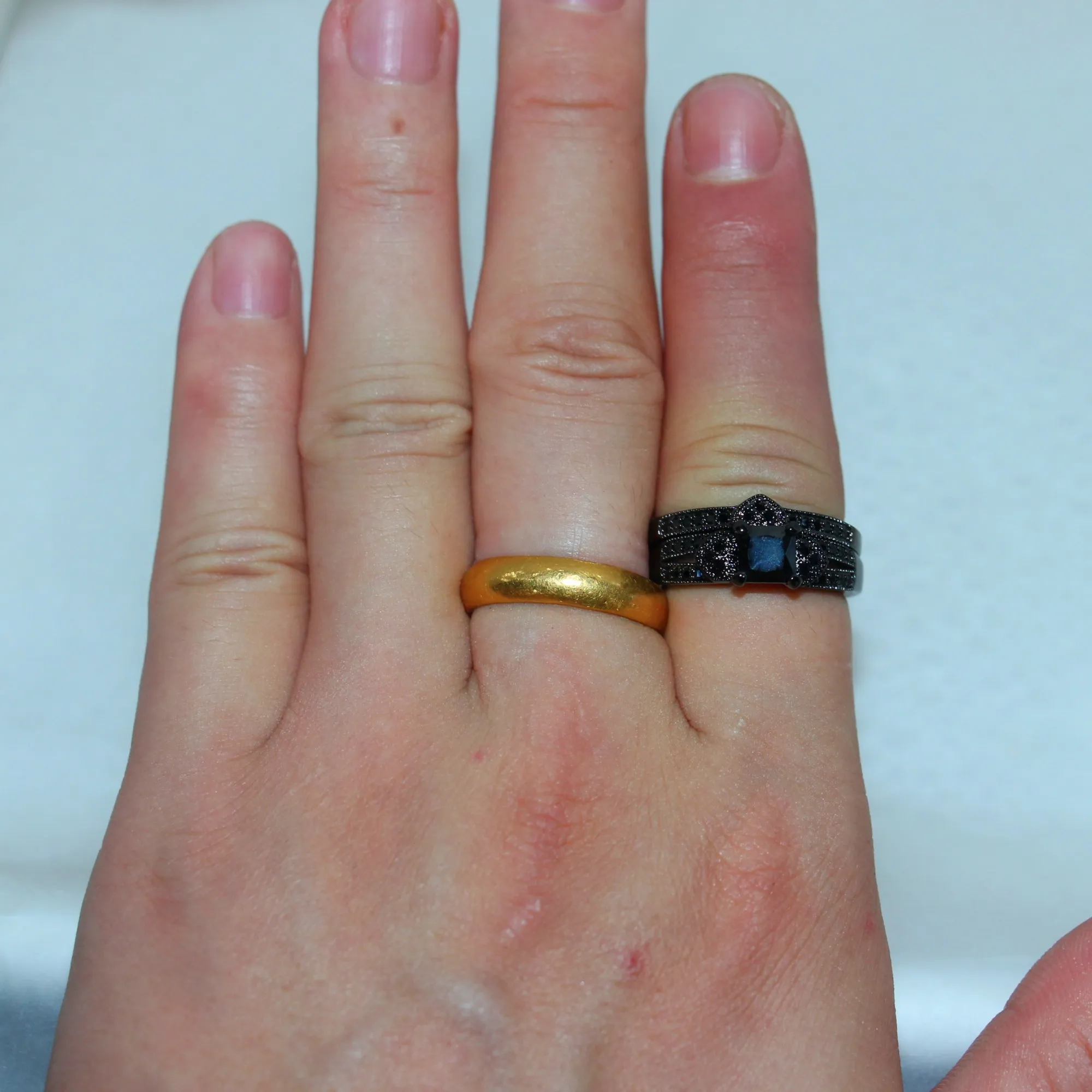 Целая мода с тремя душами черные моделируемые бриллиантовые ювелирные украшения 21kt Черное золото, набор обручального кольца для женщин для женщин 234b