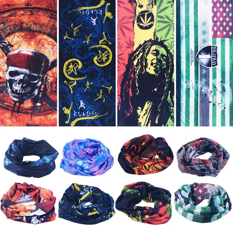 Multifunktionsschal Viele Musterfarbe Männer Frauen 2016 Populäre Zauberschals im Freien Sport Caps Hip Hop Sun Schutzausrüstung 10 Stück