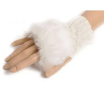 Vinter kvinnlig varm faux räv päls fingerlösa handskar kvinnor stickad handskar handskar halv finger handskar mettens guantes mujer260g