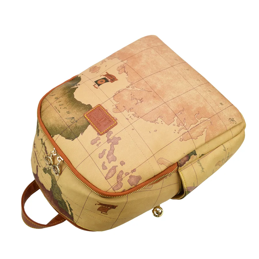 Wysokiej jakości mapa świata plecak kobiety retro skórzana marka marki projekt szkolna plecak plecak HCZ6652268H