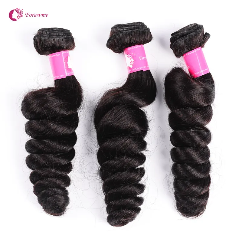 1 Virgin Brazilian Loose Wave Human Hair Weaves Cheap Unprocesse Peruvian Hair Weft Soft Remy Forawme Hair #1B 10-30inch