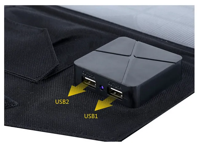 14W draagbaar voor mobiele telefoon zonnepaneel + opvouwbare USB-batterijlader portemonnee tas