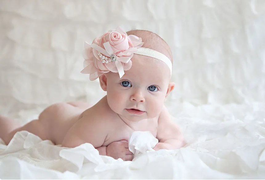 Lindas niños bebé niñas fiesta accesorios para el cabello perla rosa flor cabeza de cabeza elástico banda de pelo diadema es