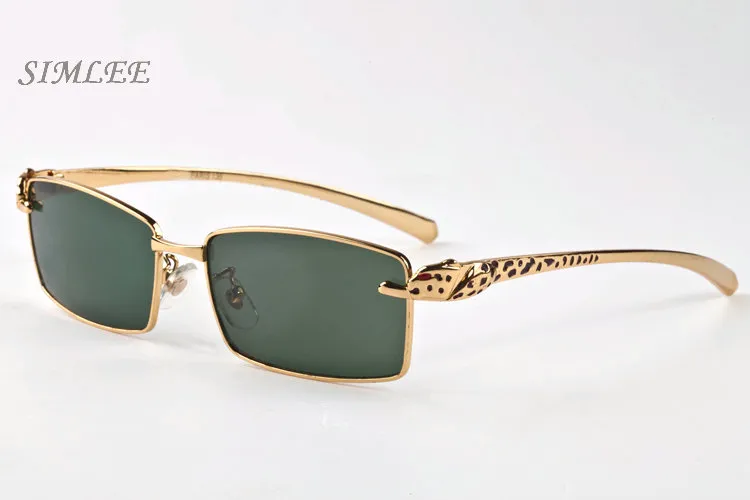 2018 lunettes de soleil design vintage pour hommes femmes lunettes de corne de buffle sans monture montures léopard or lunettes de soleil pas cher femmes eyeglasses243o