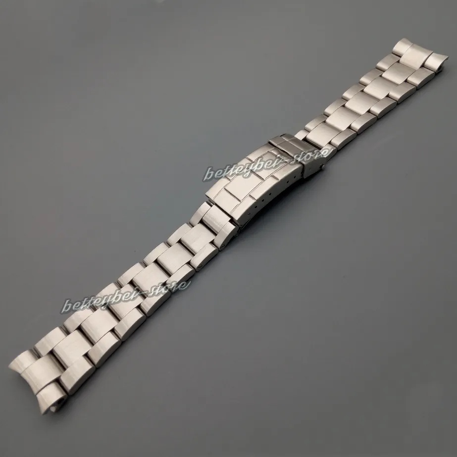 20 mm Ny silverborstat rostfritt stål krökt slutklocka bandband armband för vintage watch226q