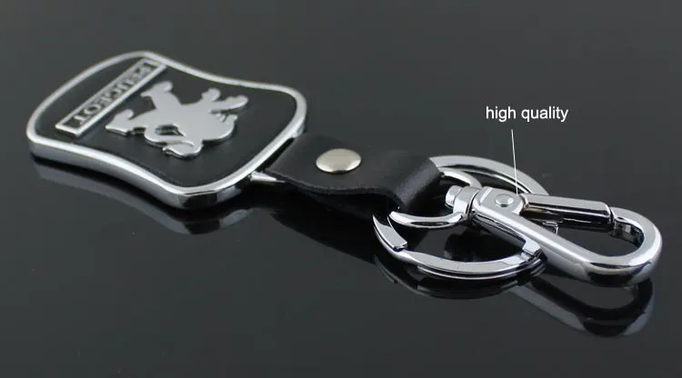 Top Fashion Car keychain For Peugeot Metal Leather Keyring Key Chain ring Llaveros Chaveiro Car Emblem key holder269S