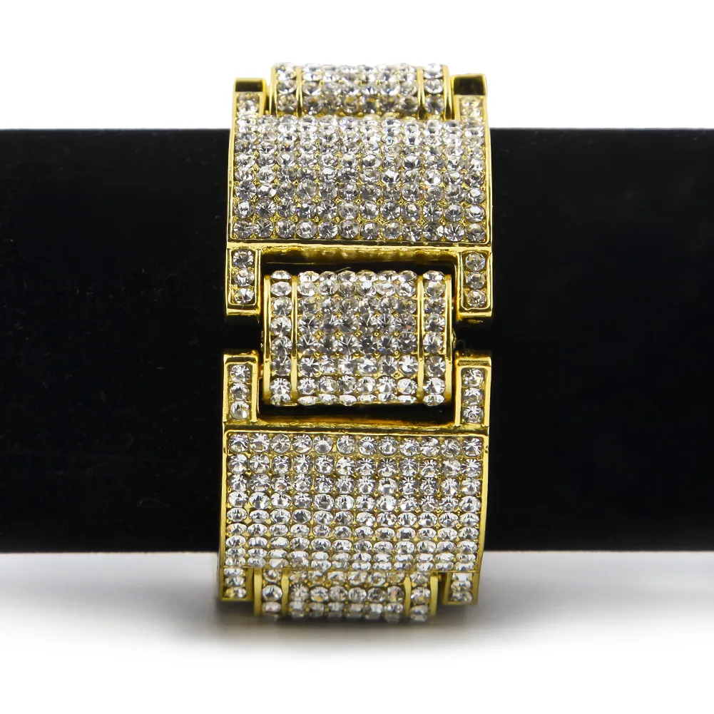 14k Gold Silve Iced Out Simulated Diamond Micro Pave Bling Bling Hip Hop Bracelet for men224v230r