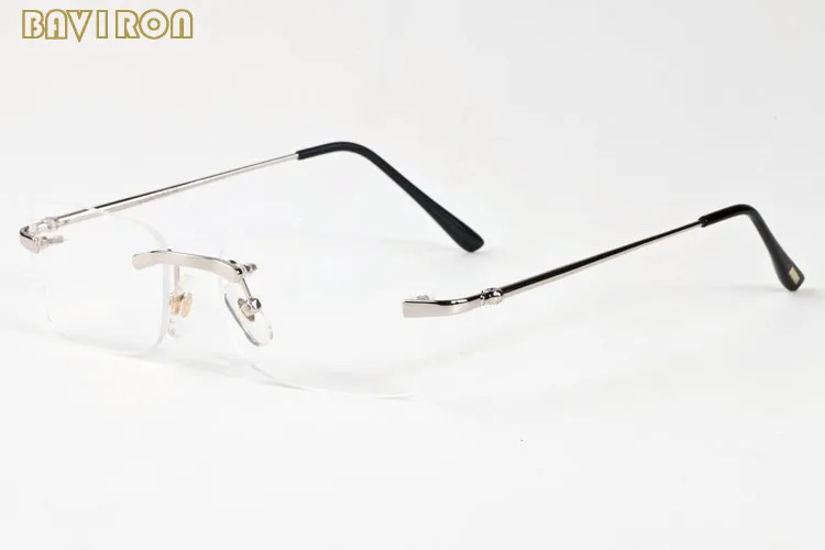 Med Box 2020 Fashion Rectangle Rimless Solglasögon för män Vintage Retro Buffalo Horn Glasses Kvinnor Mens Sports solglasögon Lunette234b