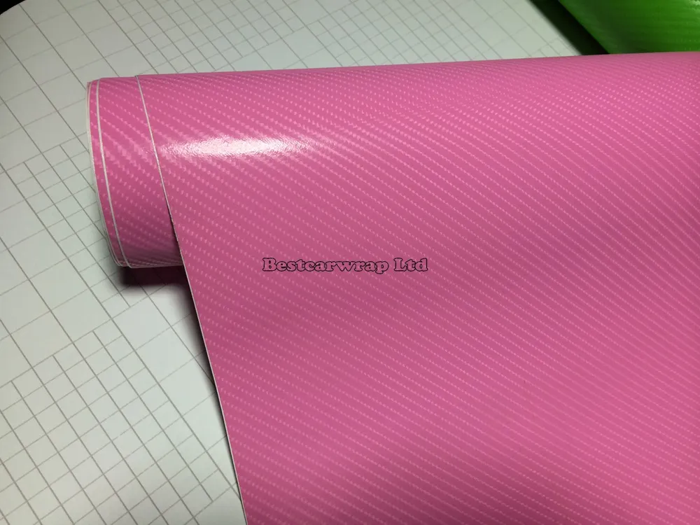 Pink 4D Carbon Fiber Vinyl Like realistic Carbon For Car& wall laptop Wrap skin With Air Bubble Free covering skin Size 1.52x30m 4.98x98ft