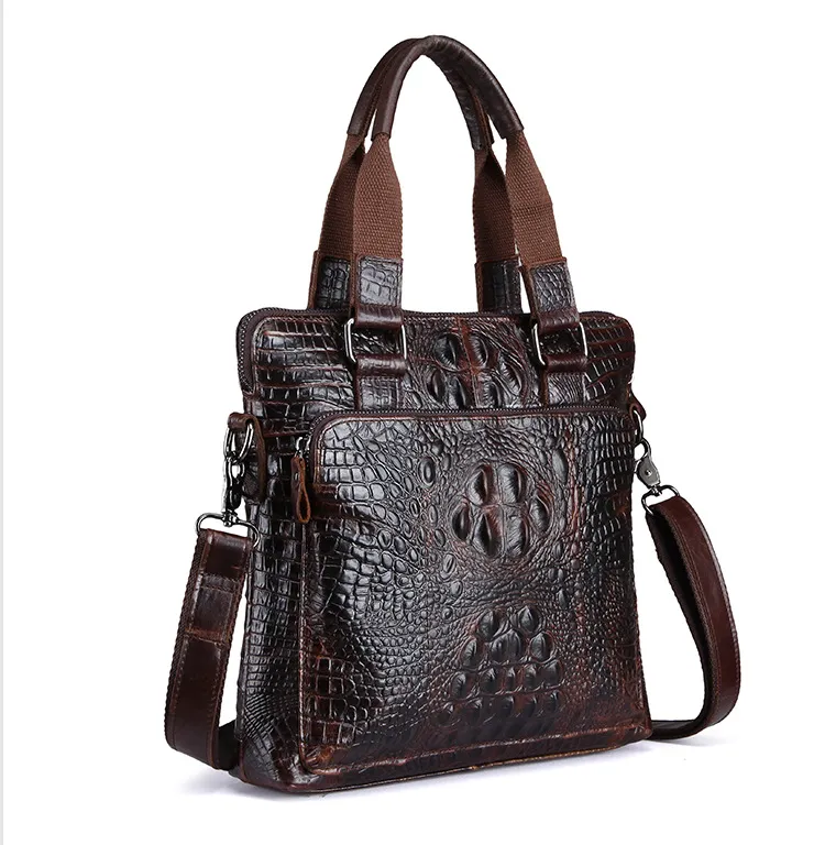 Hot Sale Fashion New Men's leather Shoulder Bag Large-capacity business briefcase High quality crocodile tattoo leather handbag for men