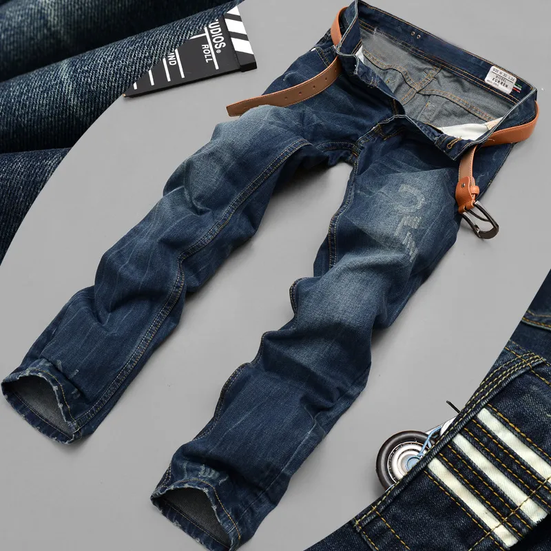 High Quanlity men blue denim designer high quality ripped jeans for men classic retro Men's Jeans