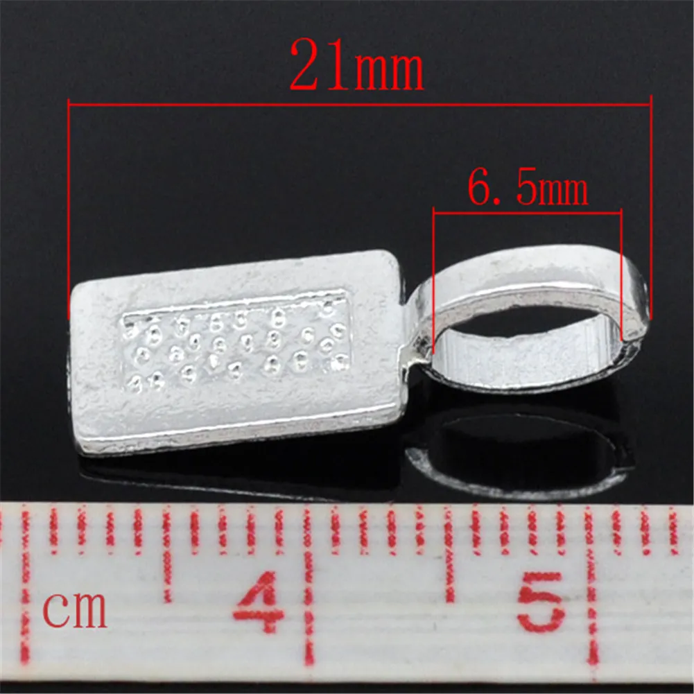 Étiquette en alliage métallique de Zinc plaqué argent, colle sur caution, 100 pièces, 21x7mm296d