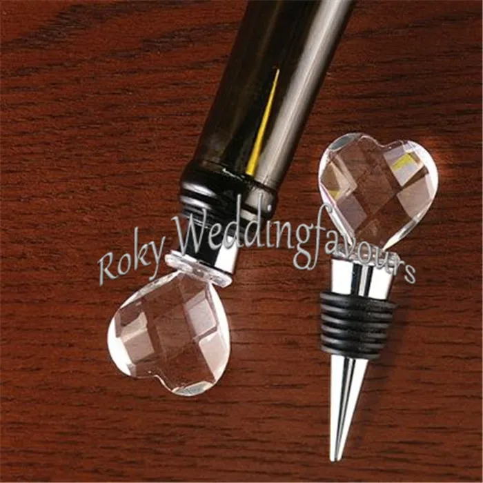 Hela 100st elegant Crystal Heart Wine Stopper W Silver Box Barware gynnar Bomboniere Anniversary Event Party G267Y