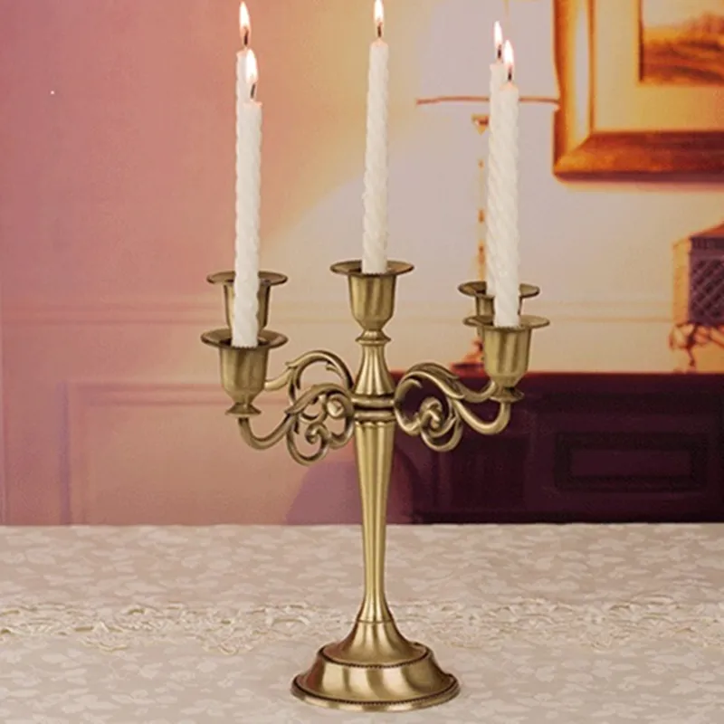 Bronze metal candle holder 5-arms candle stand 27cm tall wedding event candelabra candle stick