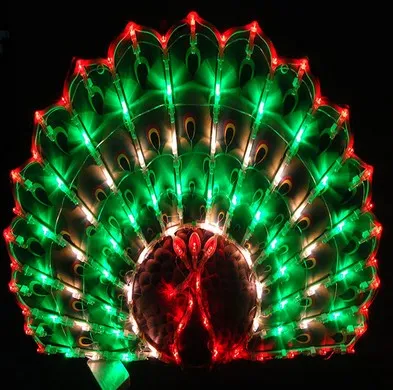 Nieuwjaarslantaarn Nieuwjaarsdecoratie Bruiloft Huwelijksruimte Indeling Venster Decoratieve Pauw LED Vakantietuin Gazon Lights268b