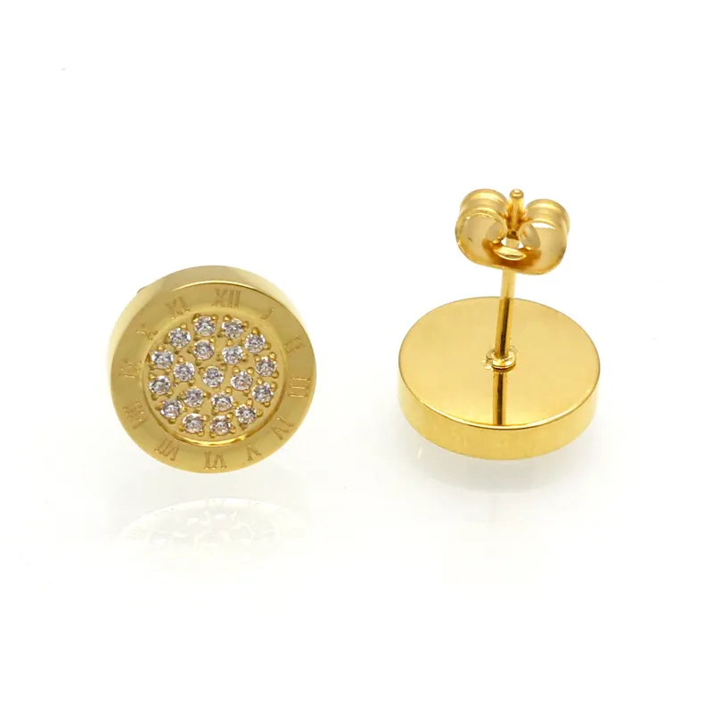 Modemärke Titanium Steel Roman Heart Love Earrings For Woman Jewelry Gold Plated 10mm Wide for Woman Gift302a