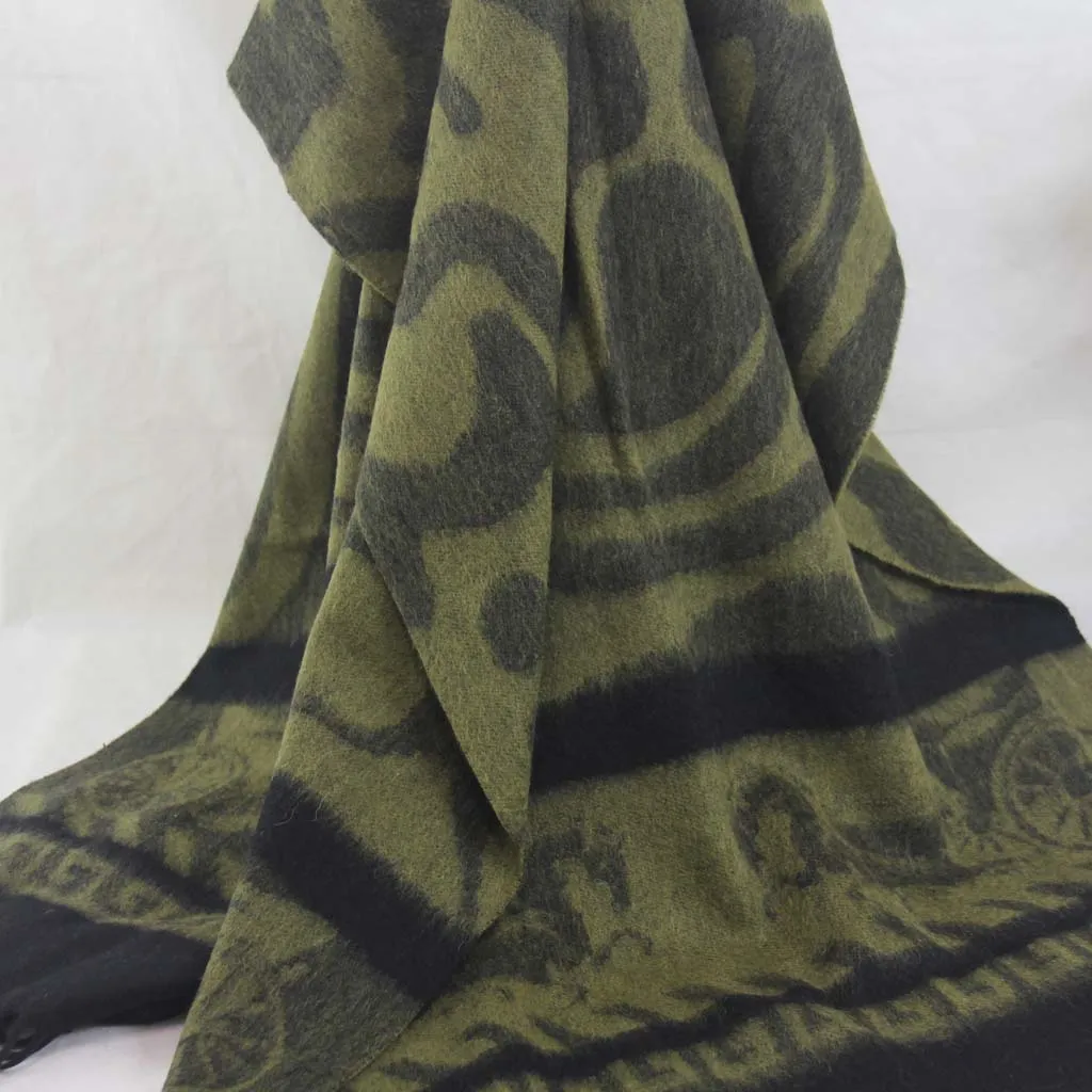 Ny mjuk kashmir halsdukdamer sjal inslaget kvinna 70x200 cm 100% kashmir överdimensionerad fyrskiktsmode Jacquard Green Olive Black 286L