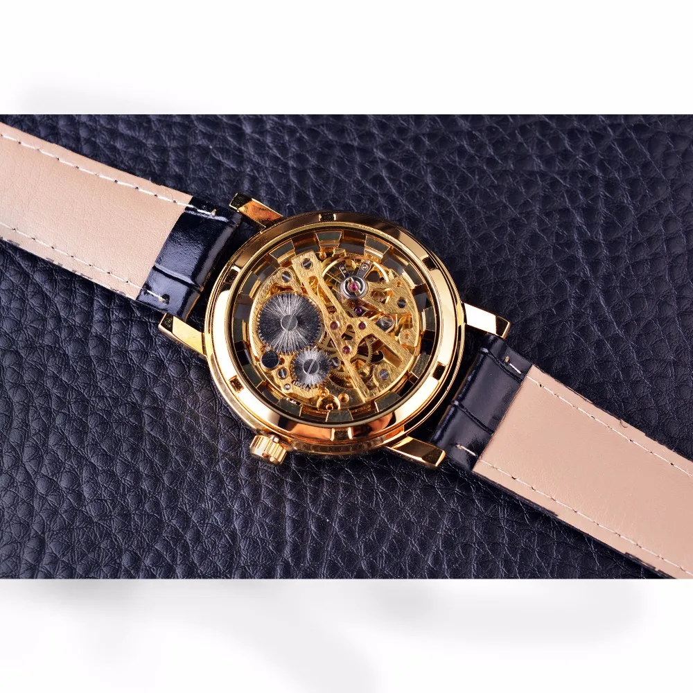 Forsining Chinesischen Drachen Skeleton Design Transaprent Fall Gold Uhr Herren Uhren Top-marke Luxus Mechanische Männliche Armbanduhr Watch267t
