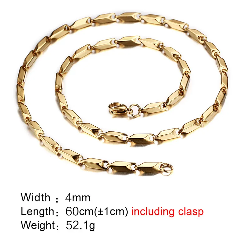 Mens enkla smycken krage Joyas Titanium Steel High Polished Men Fashion Chains Halsband Guld 60CM 0 3CM 0 4CM 0 5CM265C