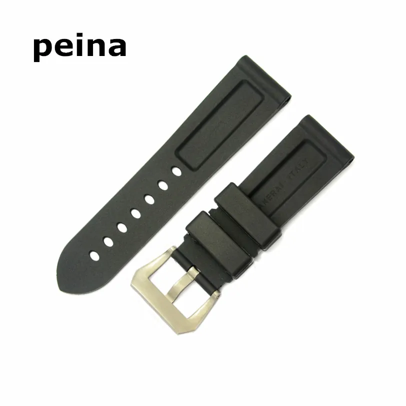 22mm 24mm MAN NIEUWE Hoogwaardige Zwarte Duiken Siliconen Rubber Horlogebanden Band VOOR PANERAI195M