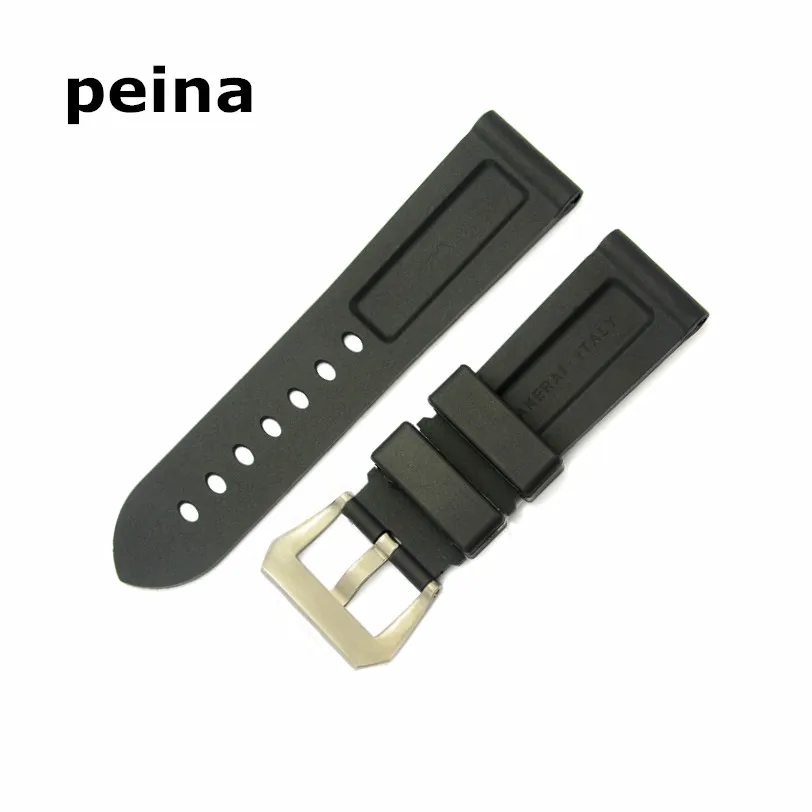22mm 24mm UOMO NUOVO cinturino cinturini in gomma siliconica nera di alta qualità PANERAI3021