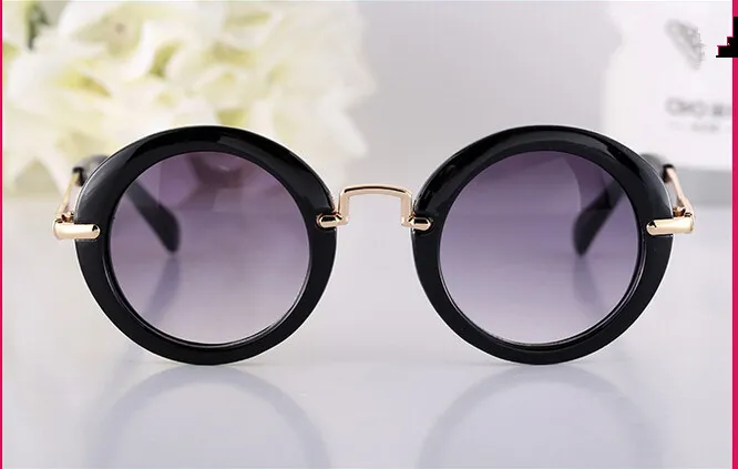 Fashion Round Mute Brand Designer Child Sunglasses Anti-Uv Baby Vintage Girls Girl Cool Eyewear 338n