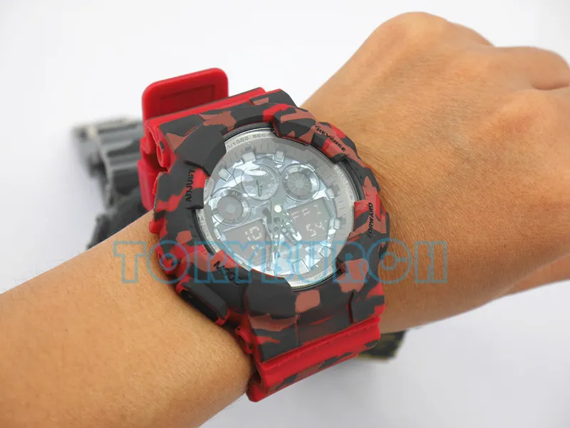Высокое качество Relogio G * 100 Камуфляж мужские спортивные часы, фирменные мужские часы LED хронограф наручные часы, военные часы, цифровые часы