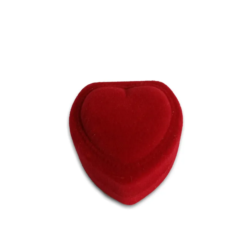 Mini słodkie czerwone skrzynki do przenoszenia Red -Red Heart w kształcie pierścienia do pierścieni Otwórz aksamitne wyświetlacze opakowanie biżuterii 341T