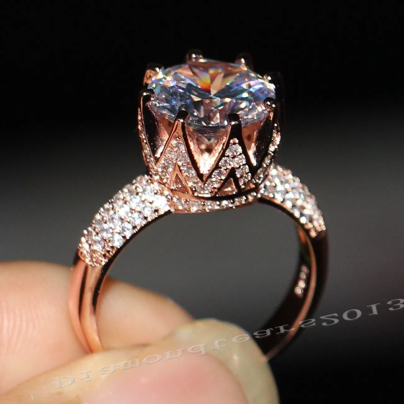 Все модные украшения, серебро 925 пробы, розовое золото, имитация бриллианта, свадебное женское кольцо, кольцо с короной, подарок 302e