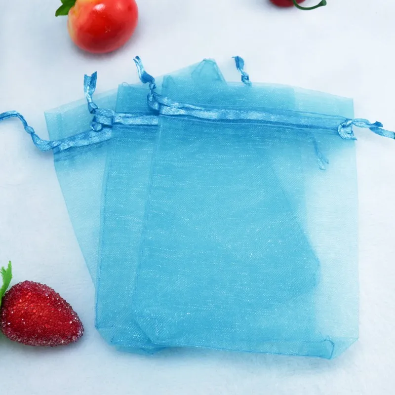 Lake Blue Bolsas Organza-Beutel mit Kordelzug, für Schmuck, Party, kleine Hochzeitsgeschenk, Geschenktüte, Verpackung, Geschenk, Süßigkeitenpapier, quadratisch, 5 x 7 cm, 2 x 2 303S